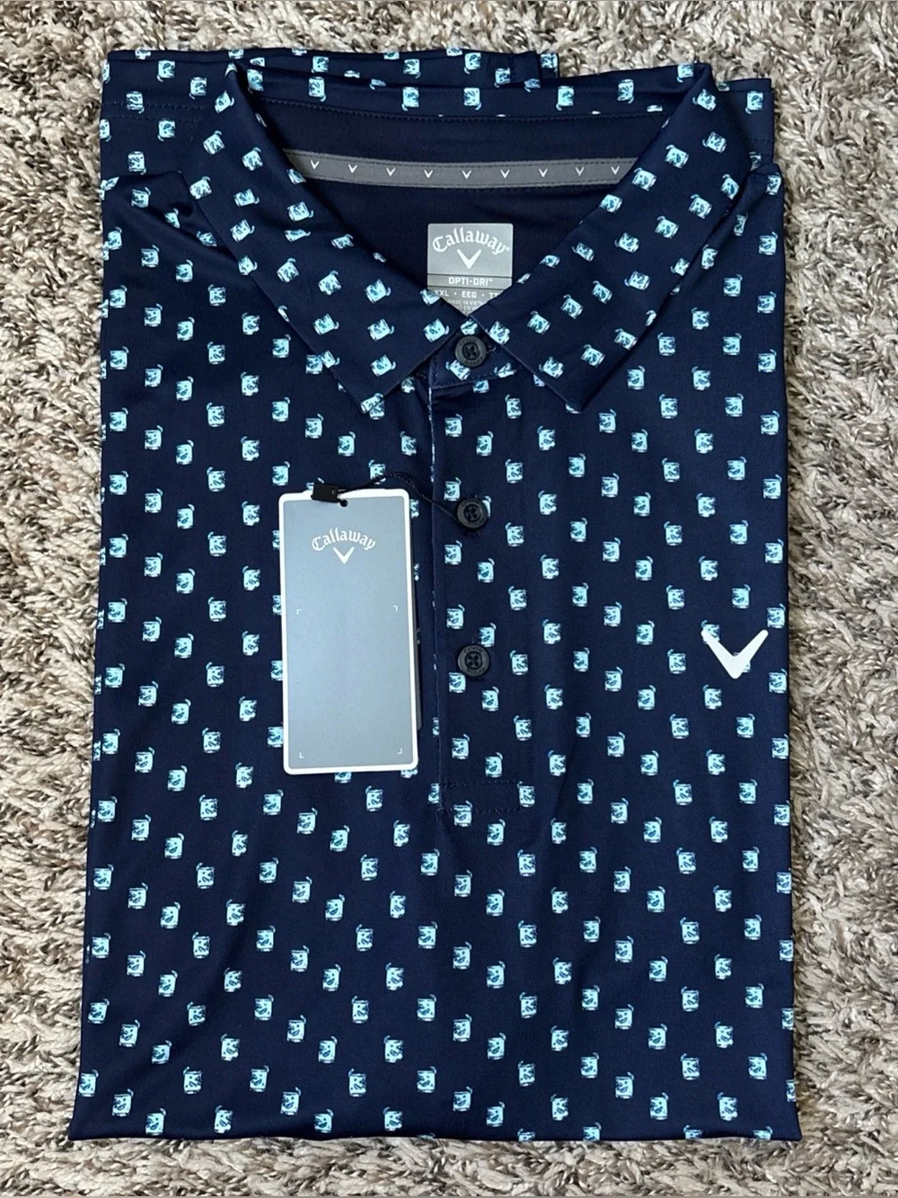 Callaway Navy Polo with Light Blue Micro Print